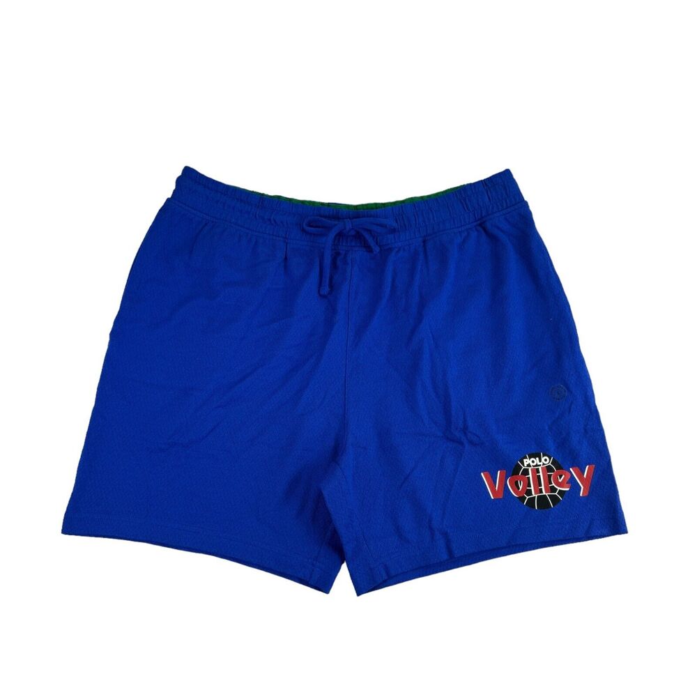 Polo Ralph Lauren Mens Cotton Waffle Knit Graphic 6" Shorts Blue L